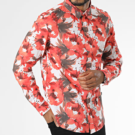 American People - Chemise Manches Longues Cesarus Blanc Rouge Floral
