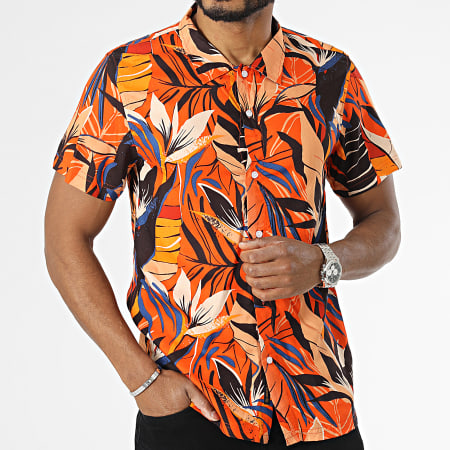 American People - Chemise Manches Courtes Costa Orange Floral