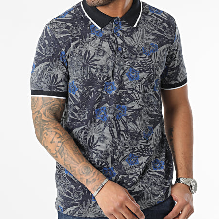 American People - Polo a maniche corte Panis Grey Navy Floral