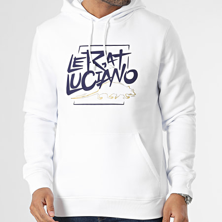 Le Rat Luciano - Felpa con cappuccio Logo Bianco Blu Navy Oro