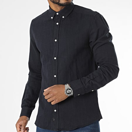 Only And Sons - Chemise Manches Longues Arlo Bleu Marine