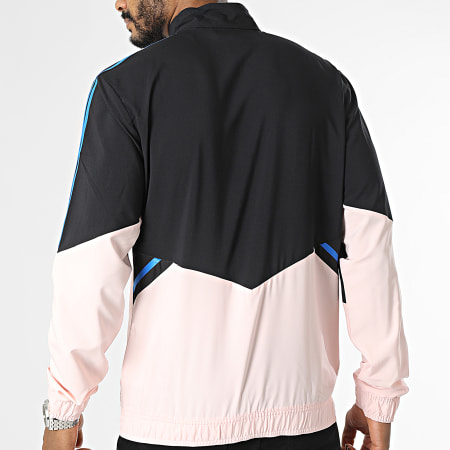 Adidas Sportswear - Giacca con zip a righe rosa e nere del Manchester United HT4297