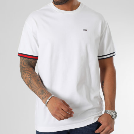 Tommy Jeans - Tee Shirt Relax Flag Cuff 6328 Blanc
