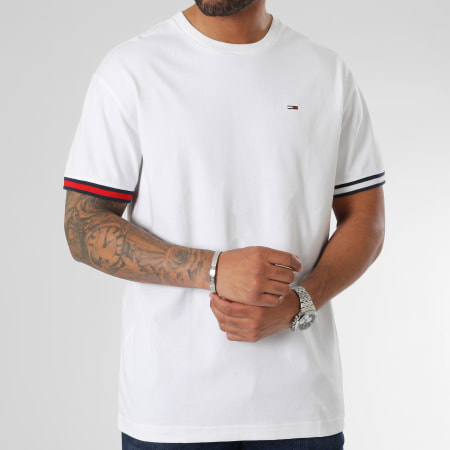 Tommy Jeans - Relax Flag Cuff Tee Shirt 6328 Bianco