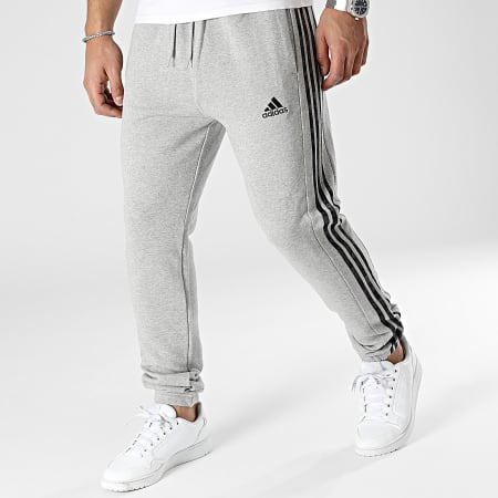 Adidas Performance - IC0054 Pantalón de chándal de 3 rayas gris jaspeado