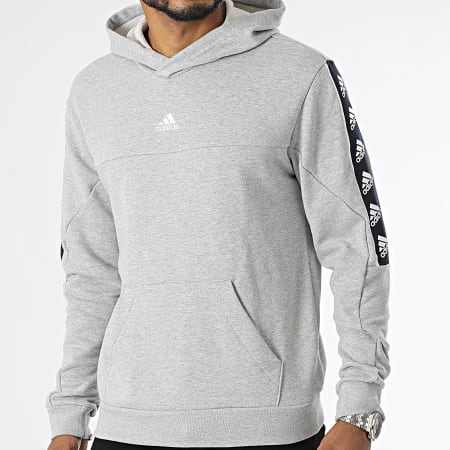 Adidas Sportswear - BL IC6788 Felpa con cappuccio a righe grigio erica