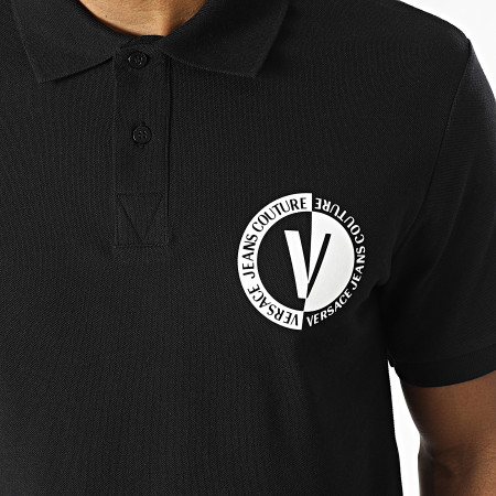 Versace Jeans Couture - Polo Manches Courtes Vemblem Small 74GAGI06 Noir