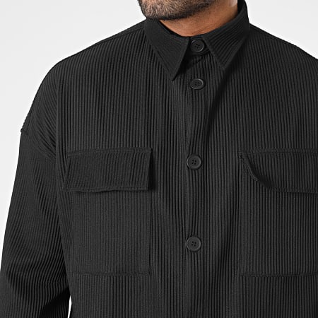 Classic Series - Conjunto negro de camisa de manga larga y pantalón