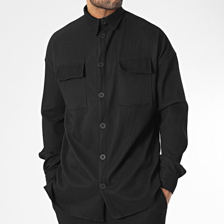 Classic Series - Conjunto negro de camisa de manga larga y pantalón