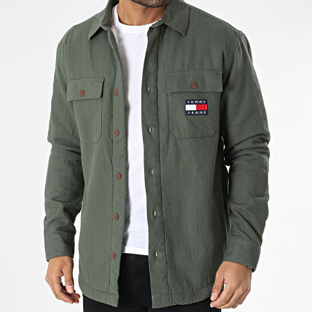 Tommy Jeans - Camicia over Sherpa foderata 5413 Verde Khaki