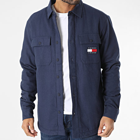 Tommy Jeans - Camicia over foderata in sherpa 5413 blu navy