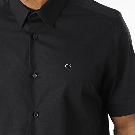 Calvin Klein - Popeline 9440 Camicia nera a maniche corte elasticizzata
