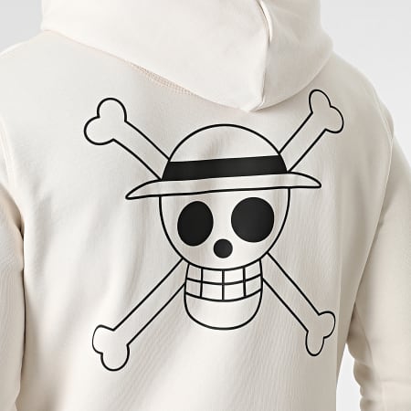 One Piece - Sudadera con capucha Mugiwara Logo Beige Negro