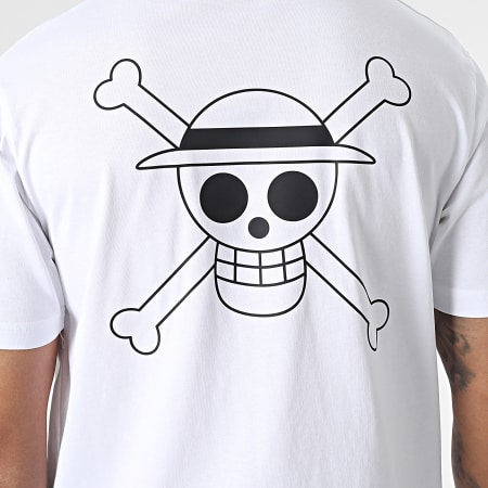 One Piece - Tee Shirt Oversize Large Mugiwara Logo Bianco Nero