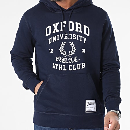 Classic Series - Felpa Oxford con cappuccio blu navy bianco