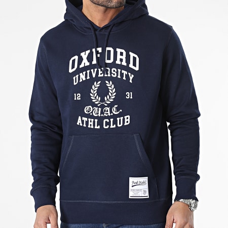 Classic Series - Felpa Oxford con cappuccio blu navy bianco