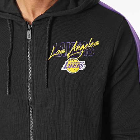 New Era - Los Angeles Lakers 60332190 Sudadera con capucha y cremallera negra con rayas Script