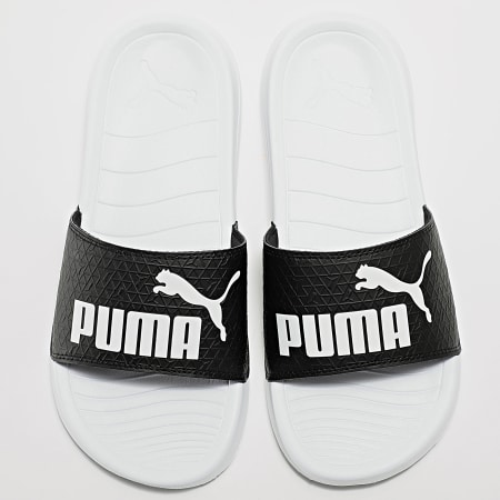 Puma - Claquettes Popcat 20 Logo Power 390960 Blanc Noir