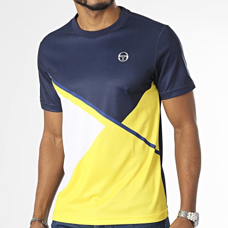 Sergio Tacchini Tee Shirt Scaleno 40176 Bleu Marine Jaune