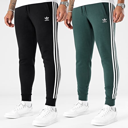 Adidas Originals - Juego de 2 GN3458 HK7299 Pantalones de chándal con banda verde negra