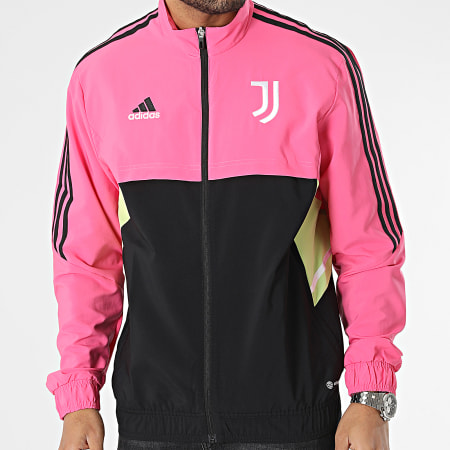 Adidas Performance - Juventus HS7564 Chaqueta con cremallera a rayas negro rosa
