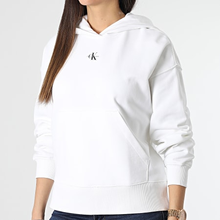 Calvin Klein - Sudadera con capucha para mujer 0434 Blanco