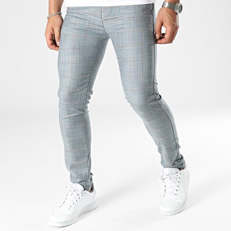 Classic Series Pantalon Chino A Carreaux Bleu Clair Ryses