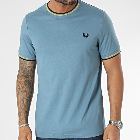 Fred Perry - M1588 Camiseta doble punta azul claro