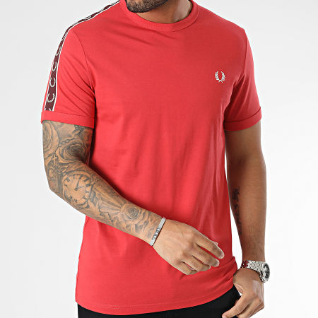 Fred Perry - Cinta de contraste Ringer Camiseta M4613 Rojo