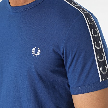 Fred Perry - Tee Shirt A Bandes Contrast Tape Ringer M4613 Bleu Marine