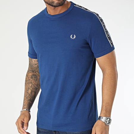 Fred Perry - Tee Shirt A Bandes Contrast Tape Ringer M4613 Bleu Marine