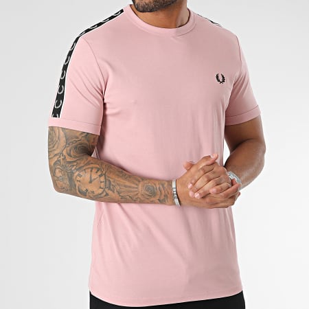 Fred Perry - Tee Shirt A Bandes Contrast Tape Ringer M4613 Rose
