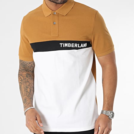 Timberland - Polo Manches Courtes A26NQ Camel Blanc