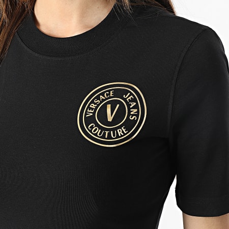 Versace Jeans Couture - Robe Tee Shirt Femme 74HAOT06 Noir Doré