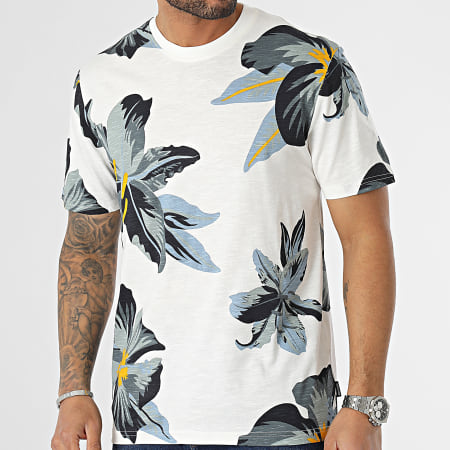 Only And Sons - Tee Shirt Klop Blanc Gris Chiné Floral