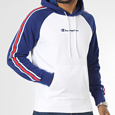 Champion Sudadera con capucha a rayas 218765 Blanco Azul real