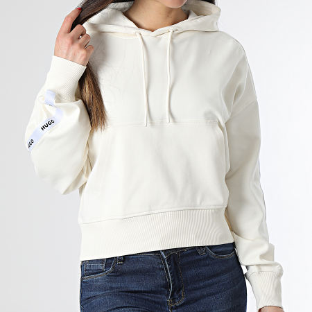 HUGO - Defira Sudadera con capucha a rayas para mujer 50489128 Beige