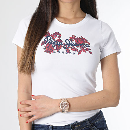 Pepe Jeans - Maglietta da donna Nerea con fiori bianchi