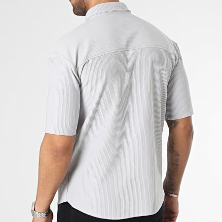 Chemise Homme Chaps Manches Courtes Gris Cendre - Taille L, 100% Coton, Occasion TB