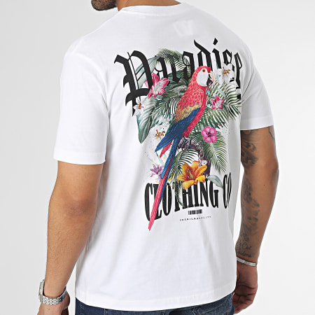 Luxury Lovers - Camiseta Oversize Large Paradise Parrot Blanco