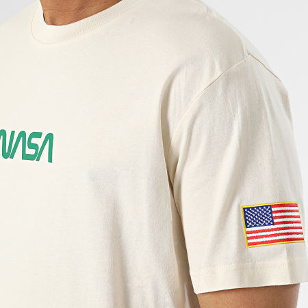 NASA - Maglietta Oversize Bandiera grande Born In USA Beige Verde