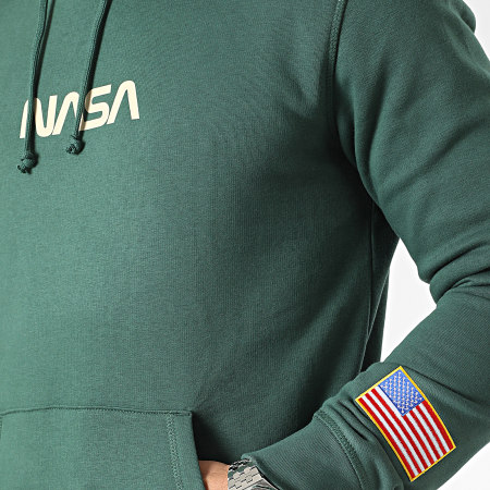 NASA - Sudadera con capucha Born In USA Flag Verde Beige