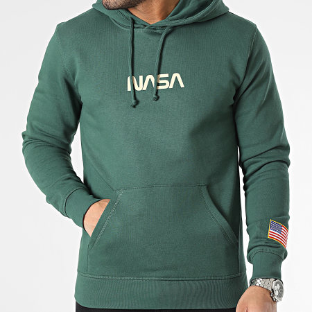 NASA - Felpa con cappuccio con bandiera Born In USA Verde Beige