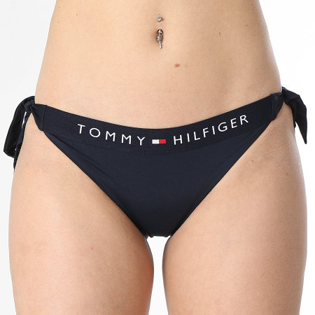 Tommy Hilfiger - Culotte De Bain Femme Side Tie Cheeky Bikini 4497 Bleu Marine