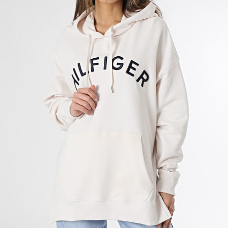 Tommy Hilfiger - Sweat Capuche Femme Relaxed Hilfiger Varsity Embroidery 7797 Beige Clair