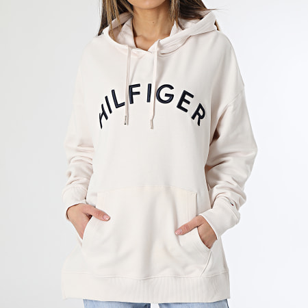 Tommy Hilfiger - Sweat Capuche Femme Relaxed Hilfiger Varsity Embroidery 7797 Beige Clair