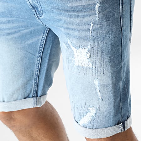 Indicode Jeans - Short Jean Holes 70-497 Bleu Denim
