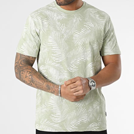 Only And Sons - Perry Life Leaf AOP Camiseta floral verde claro jaspeada