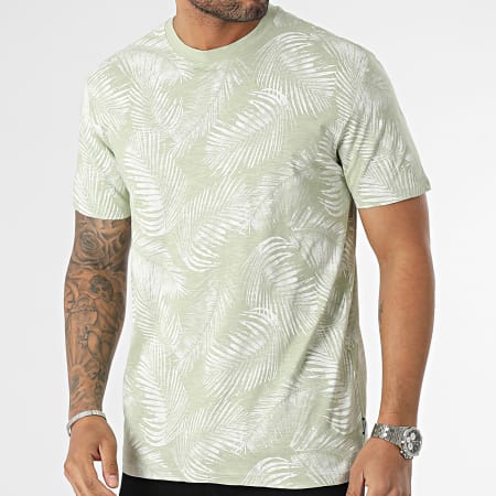 Only And Sons - Tee Shirt Floral Perry Life Leaf AOP Vert Clair Chiné