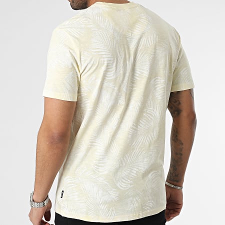 Only And Sons - Tee Shirt Floral Perry Life Leaf AOP Jaune Clair Chiné